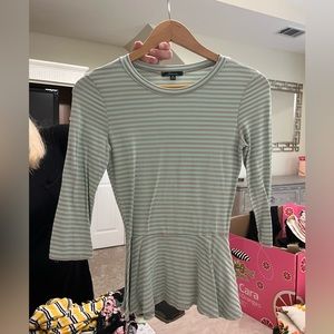 Teal peplum striped shirt